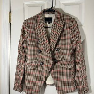 Banana Republic Women's Plaid Blazer - Red and Tan